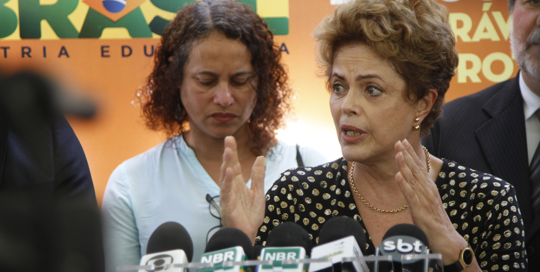 Brazilian President Dilma Rousseff gives a press conference after attending a meeting with authorities and military forces to discuss measures to combat Aedes aegypti, the mosquito responsible for transmitting the virus of dengue, chikungunya and zika to humans, in Recife, northeastern Brazil, on December 5, 2015. Zika virus is connected to cases of microcephaly in 16 Brazilian states. Photo: Ricardo B. Labastier/JC Imagem/Estadao Conteudo. (Agencia Estado via AP Images)